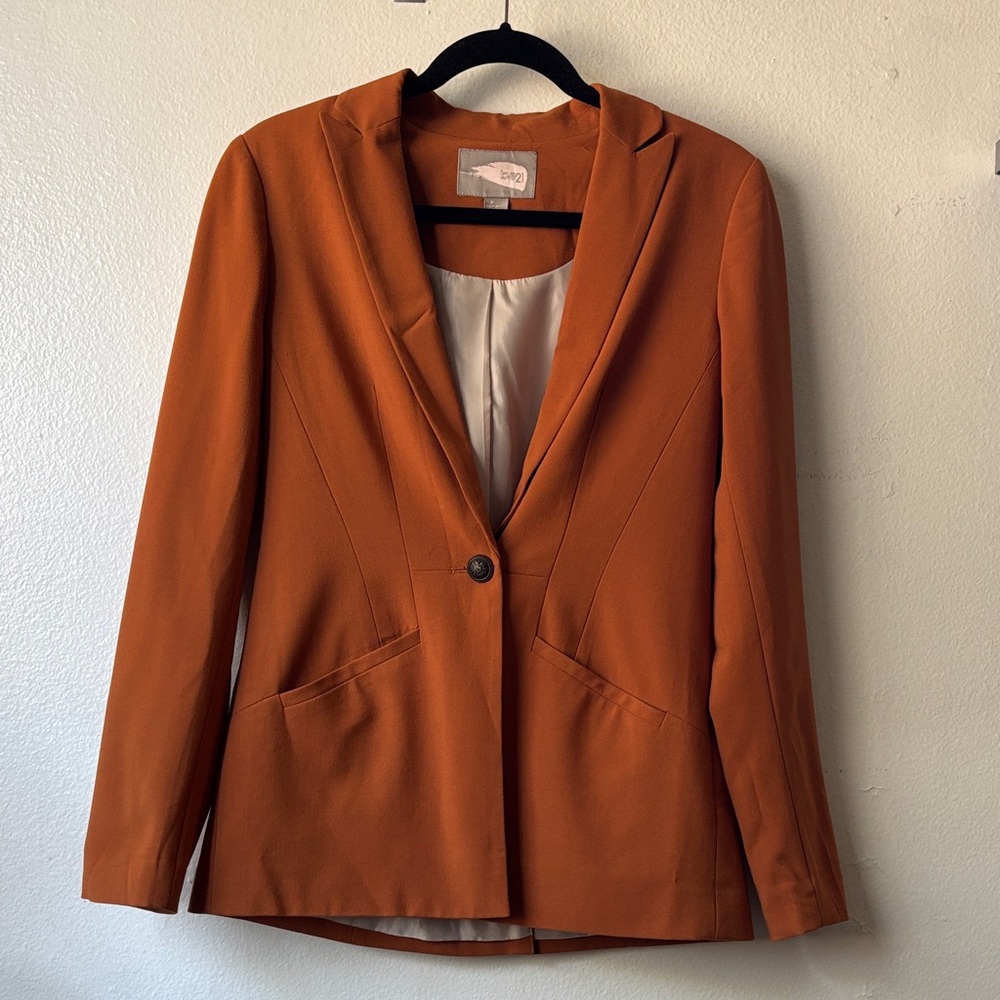 Rust Single-Button Blazer Jacket - Small - image 1